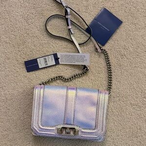 NWT Small Love Crossbody Rebecca Minkoff Opal Iridescent silver hardware dustbag